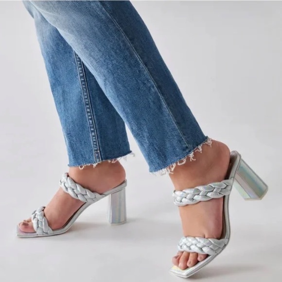 MATA Women’s braided two strap heels block sandals - Picture 8 of 13